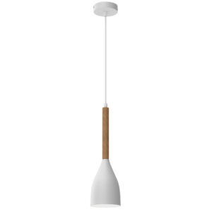 Żyrandol Luminex Muza NEW białe/naturalne drewno x1