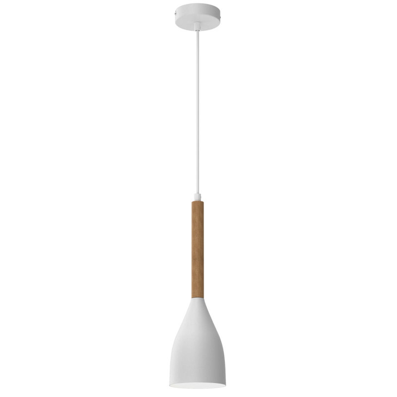 Żyrandol Luminex Muza NEW białe/naturalne drewno x1