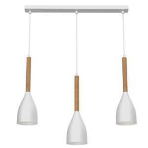 Żyrandol Luminex listwa bar Muza NEW białe/naturalne drewno x3