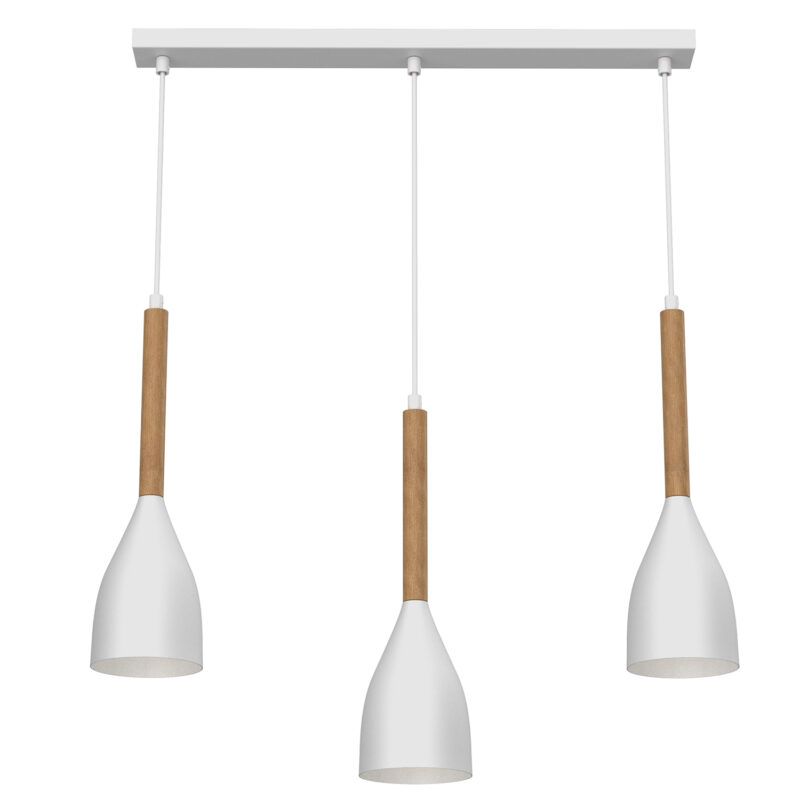 Żyrandol Luminex listwa bar Muza NEW białe/naturalne drewno x3