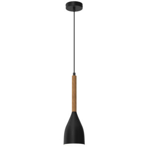 Żyrandol Luminex Muza NEW czarny/naturalne drewno x1