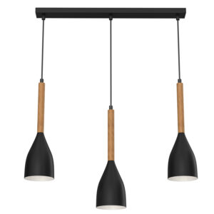 Żyrandol Luminex Muza listwa bar NEW czarny/naturalne drewno x3