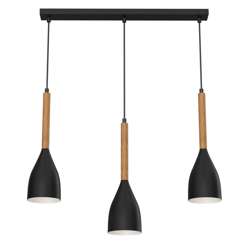 Żyrandol Luminex Muza listwa bar NEW czarny/naturalne drewno x3