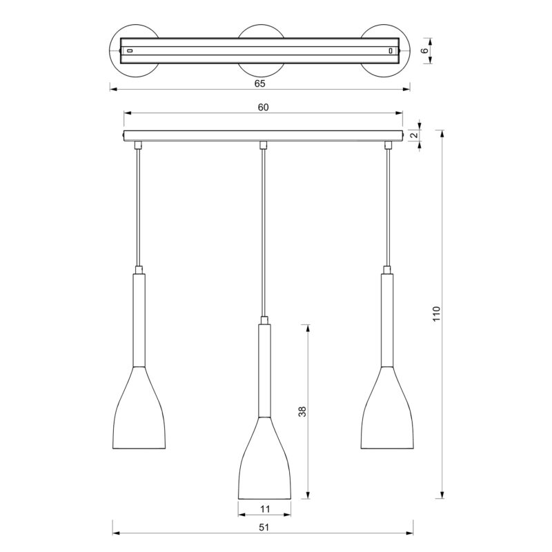 Żyrandol Luminex Muza listwa bar NEW czarny/naturalne drewno x3 - obrazek 5