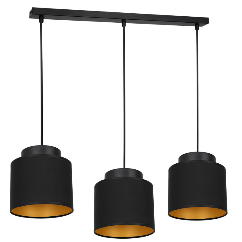 Żyrandol Luminex Frodi listwa czarno/złoty x3