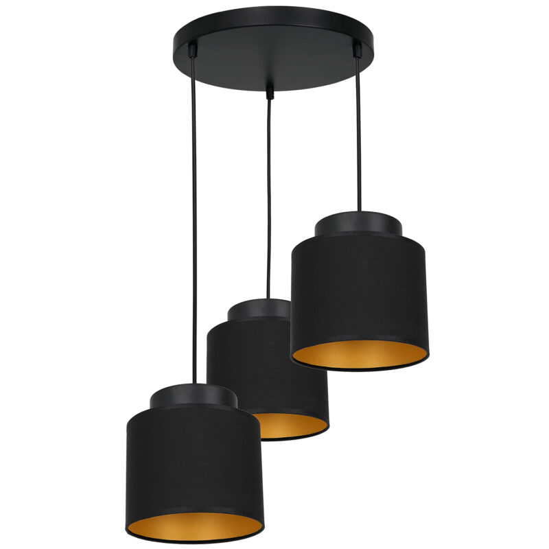 Żyrandol Luminex Frodi talerz 300mm czarno/złoty x3