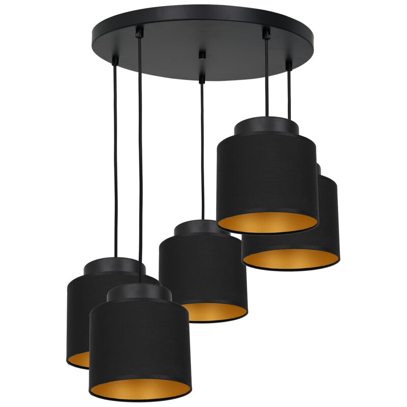 Żyrandol Luminex Frodi talerz 450mm czarno/złoty x5