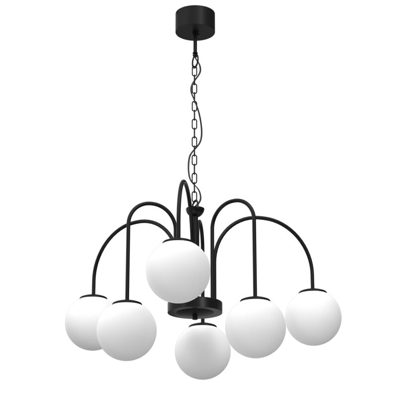 Żyrandol z kloszem Luminex Cambridge 3195 czarny x6