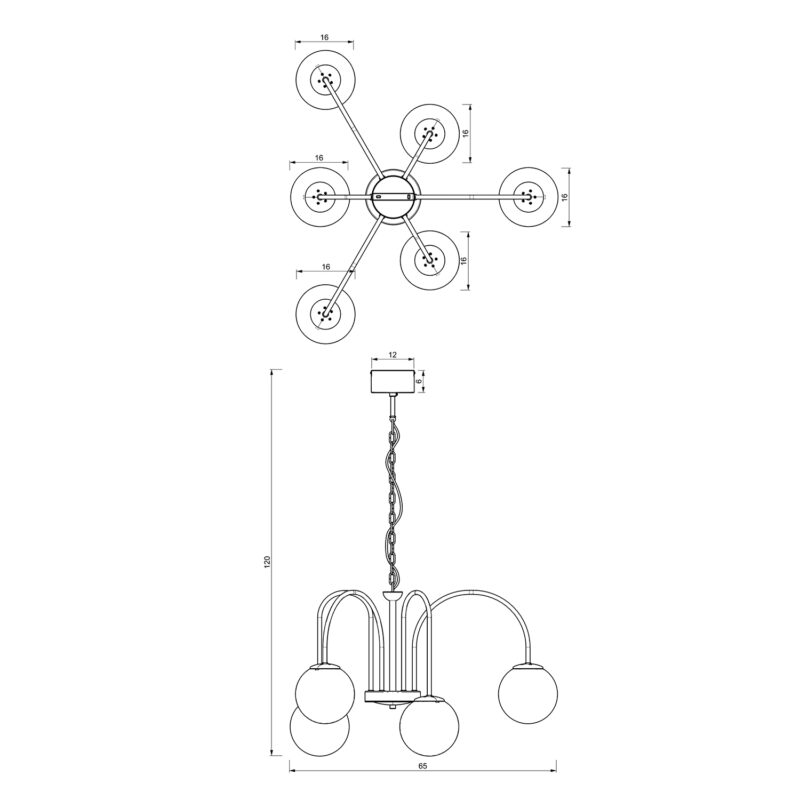 Żyrandol z kloszem Luminex Cambridge 3195 czarny x6 - obrazek 5