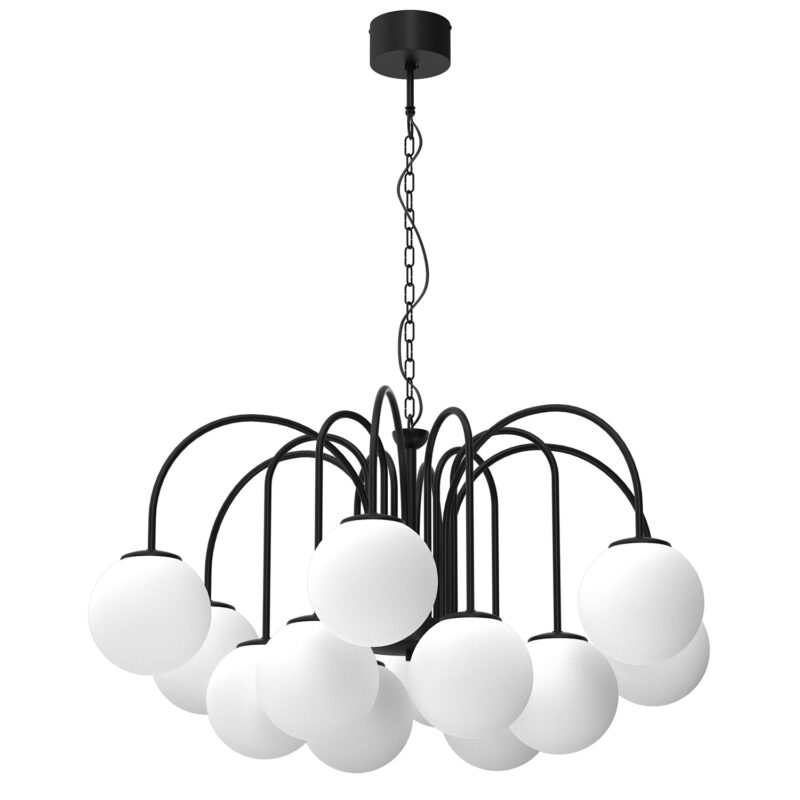 Żyrandol z kloszem Luminex Cambridge 3196 czarny x12
