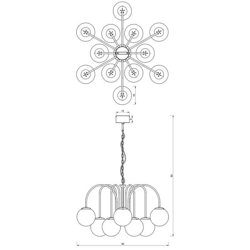 Żyrandol z kloszem Luminex Cambridge 3196 czarny x12 - obrazek 5