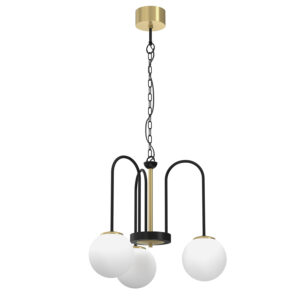 Żyrandol z kloszem Luminex Cambridge czarny/mosiądz x3