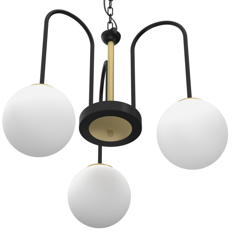 Żyrandol z kloszem Luminex Cambridge czarny/mosiądz x3 - obrazek 3