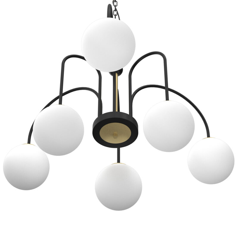 Żyrandol z kloszem Luminex Cambridge czarny/mosiądz x6 - obrazek 3