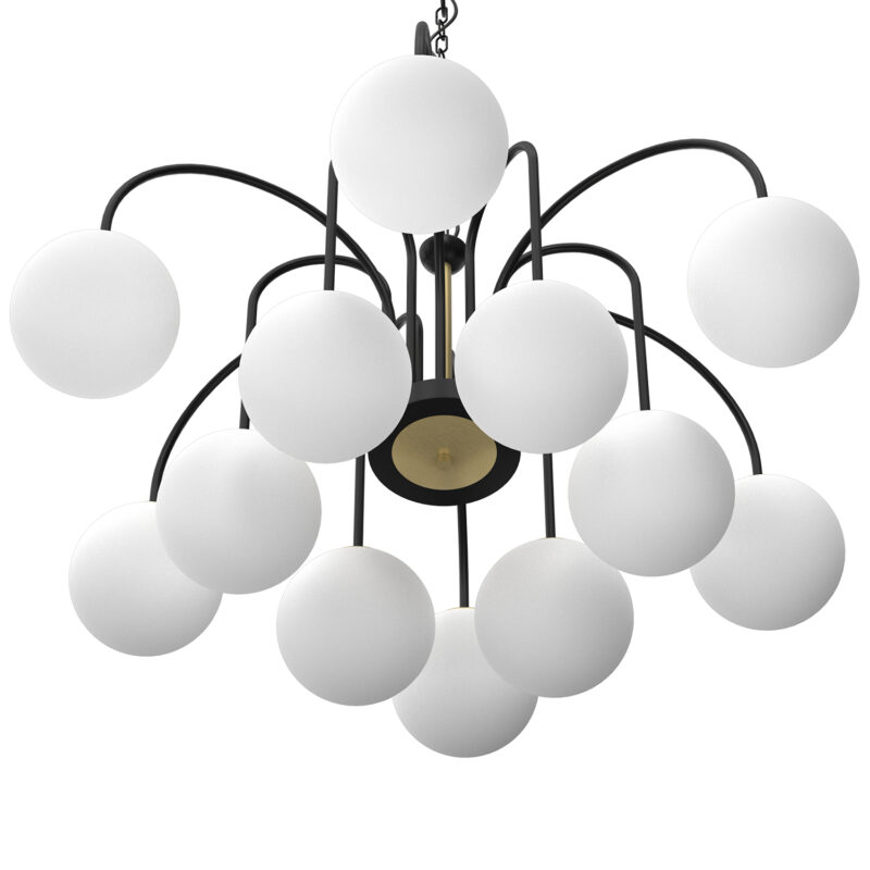 Żyrandol z kloszem Luminex Cambridge czarny/mosiądz x12 - obrazek 3
