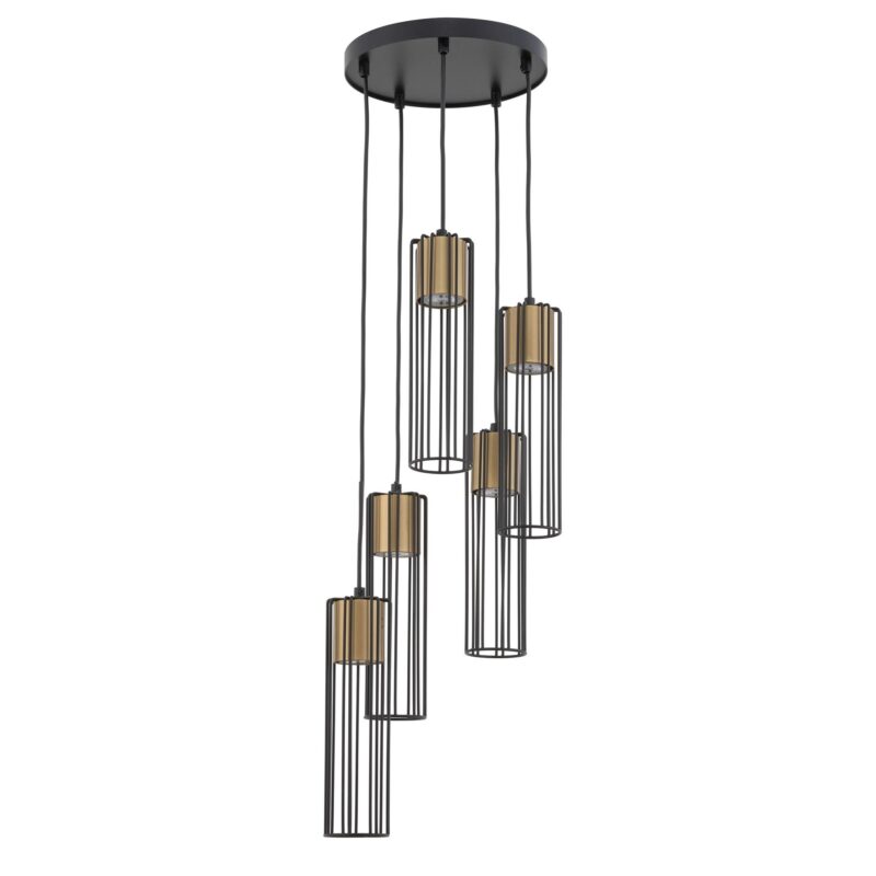 Lampa Wisząca Sigma Fobia Koło Czarny/Złoty x5