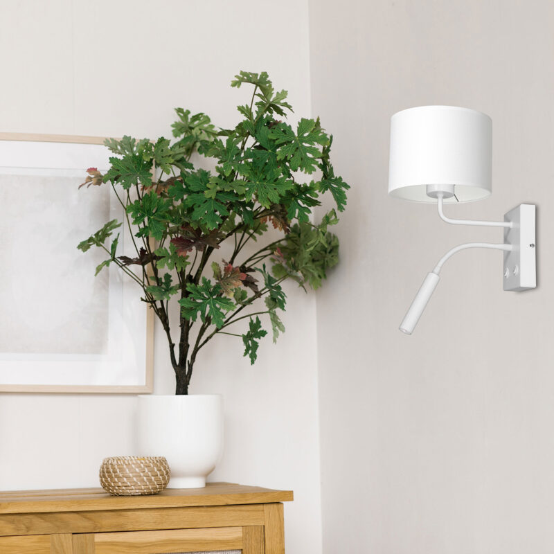 Kinkiet z abażurem Luminex Arden 3423 G9+E27 biały x1 - obrazek 4