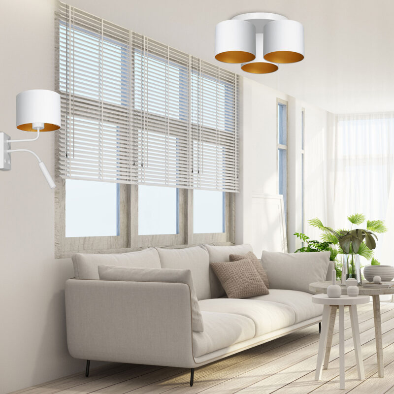 Kinkiet z abażurem Luminex Arden 3442 G9+E27 biały x1 - obrazek 4