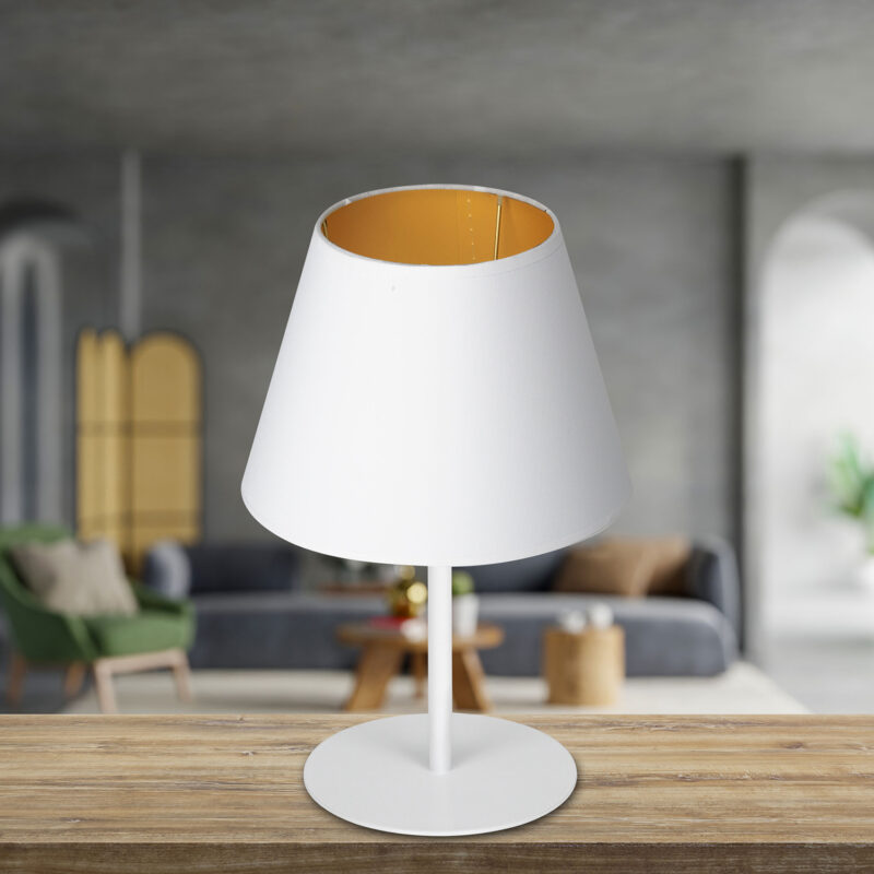 Lampa biurkowa z abażurem Luminex Arden 3457 H34 biała x1 - obrazek 4