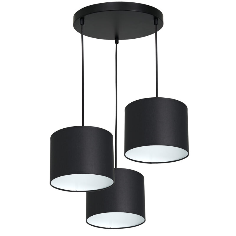 Żyrandol z abażurem Luminex Arden 3475 talerz 300mm czarny x3