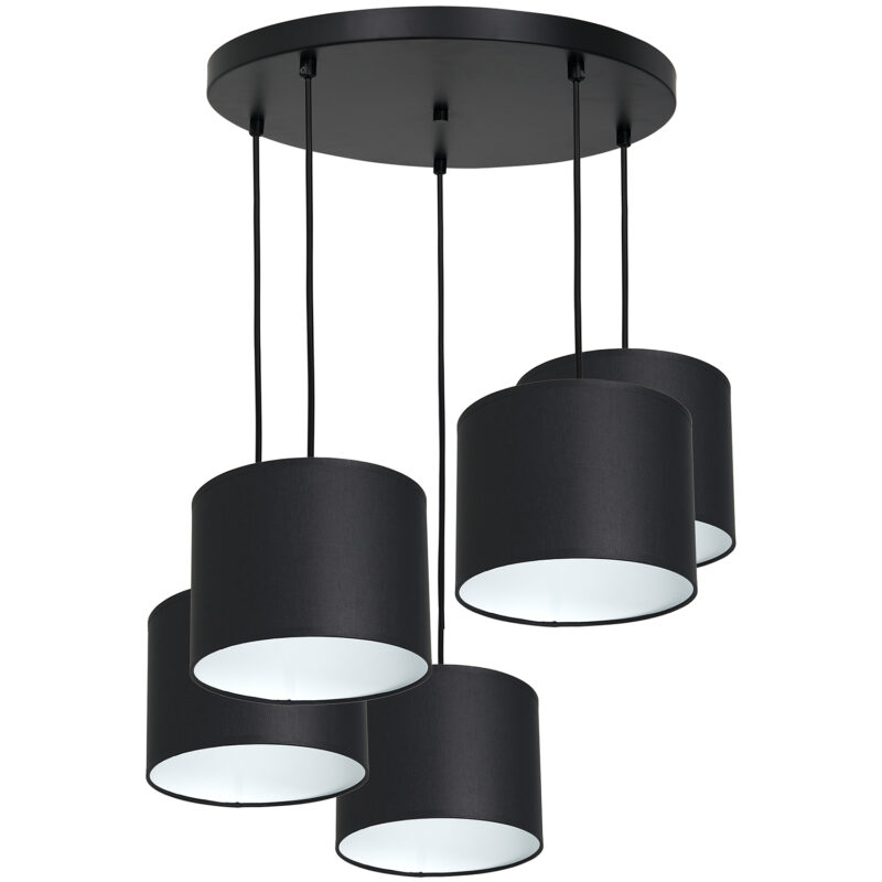 Żyrandol z abażurem Luminex Arden 3476 talerz 440mm czarny x5