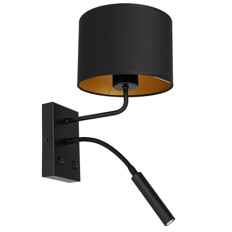 Kinkiet z abażurem Luminex Arden 3487 G9+E27 czarny x1