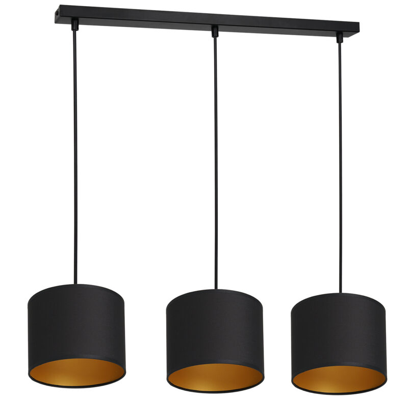 Żyrandol z abażurem Luminex Arden 3493 listwa czarny x3