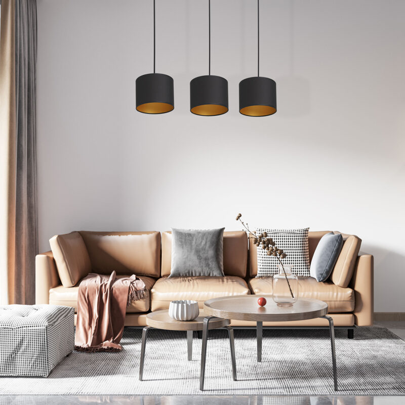 Żyrandol z abażurem Luminex Arden 3493 listwa czarny x3 - obrazek 4