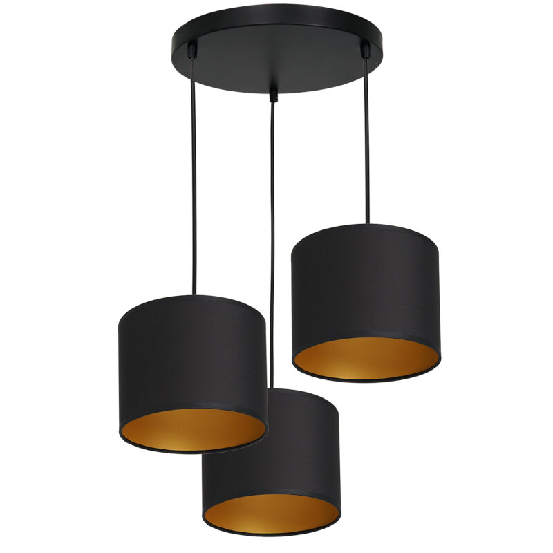 Żyrandol z abażurem Luminex Arden 3494 talerz 300mm czarny x3