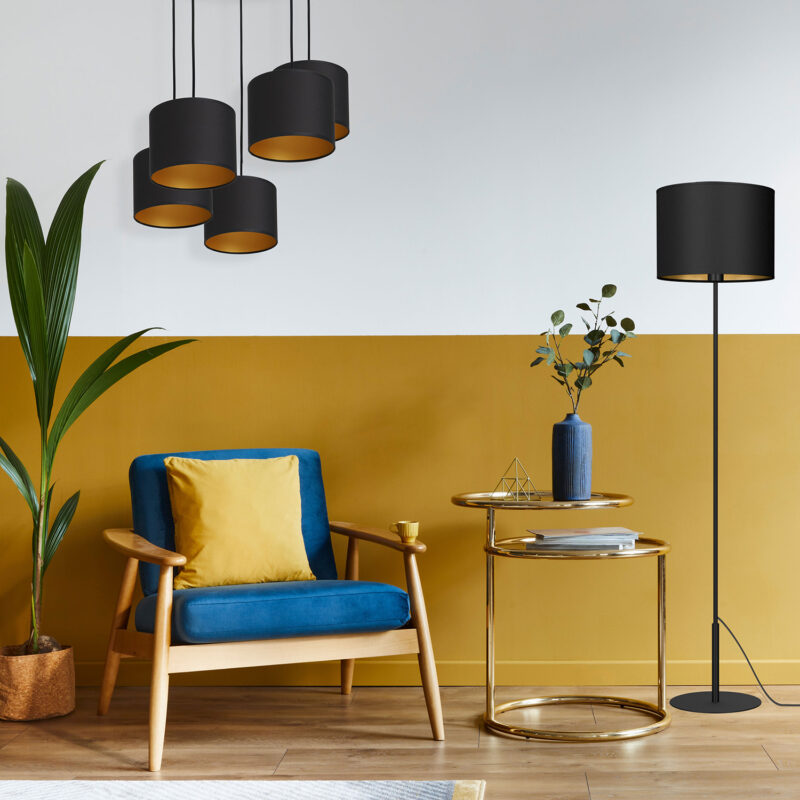 Lampa podłogowa z abażurem Luminex Arden 3498 czarna x1 - obrazek 4