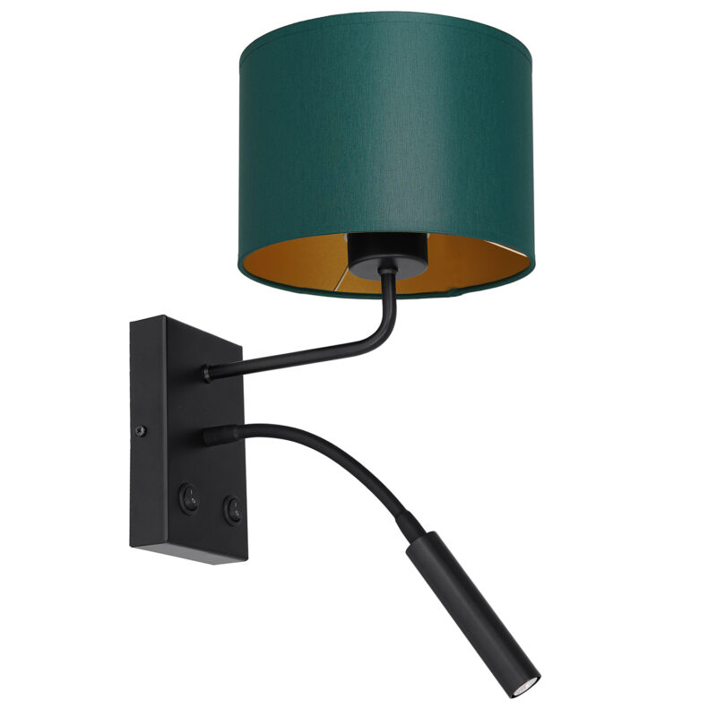 Kinkiet z abażurem Luminex Arden 3544 G9+E27 czarny x1