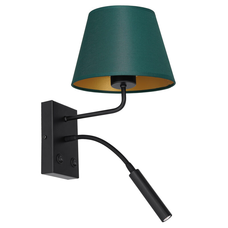 Kinkiet z abażurem Luminex Arden 3558 G9+E27 czarny x1