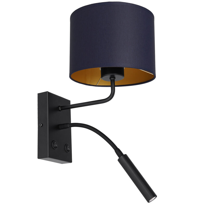 Kinkiet z abażurem Luminex Arden 3563 G9+E27 czarny x1