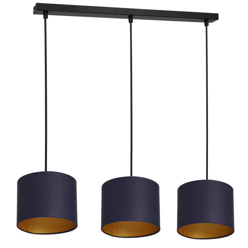 Żyrandol z abażurem Luminex Arden 3569 listwa czarny x3