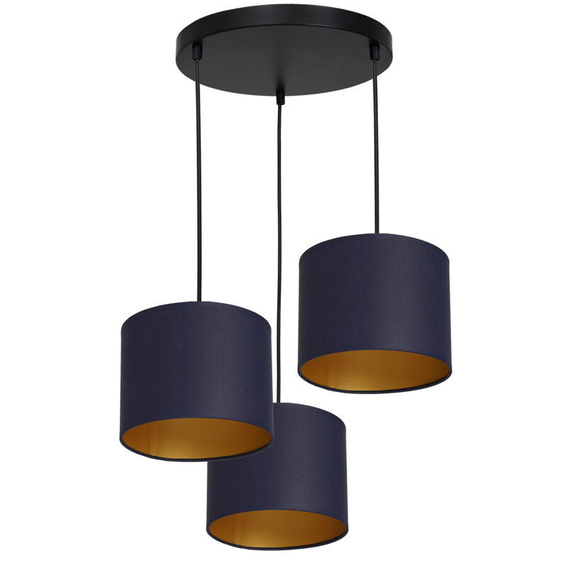 Żyrandol z abażurem Luminex Arden 3570 talerz 300mm czarny x3