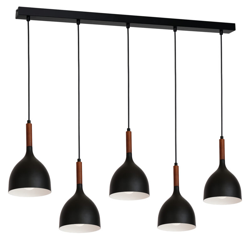 Żyrandol Luminex listwa Noak wood czarny/ciemne drewno x5