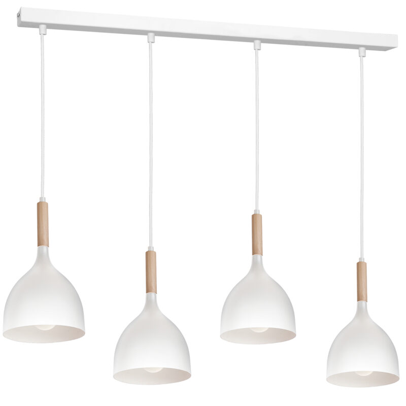 Żyrandol Luminex listwa Noak wood białe/naturalne drewno x4