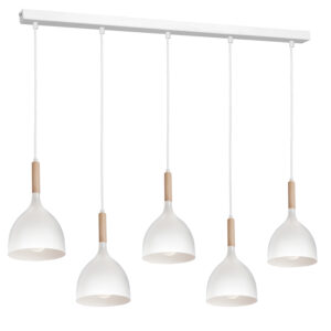 Żyrandol Luminex listwa Noak wood białe/naturalne drewno x5