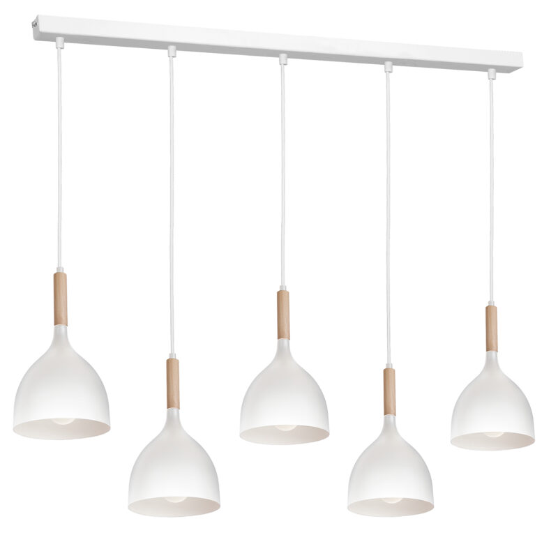 Żyrandol Luminex listwa Noak wood białe/naturalne drewno x5