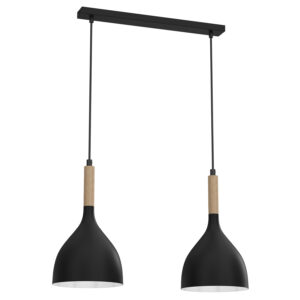 Żyrandol Luminex Line Noak Wood Black/natural Wood x2