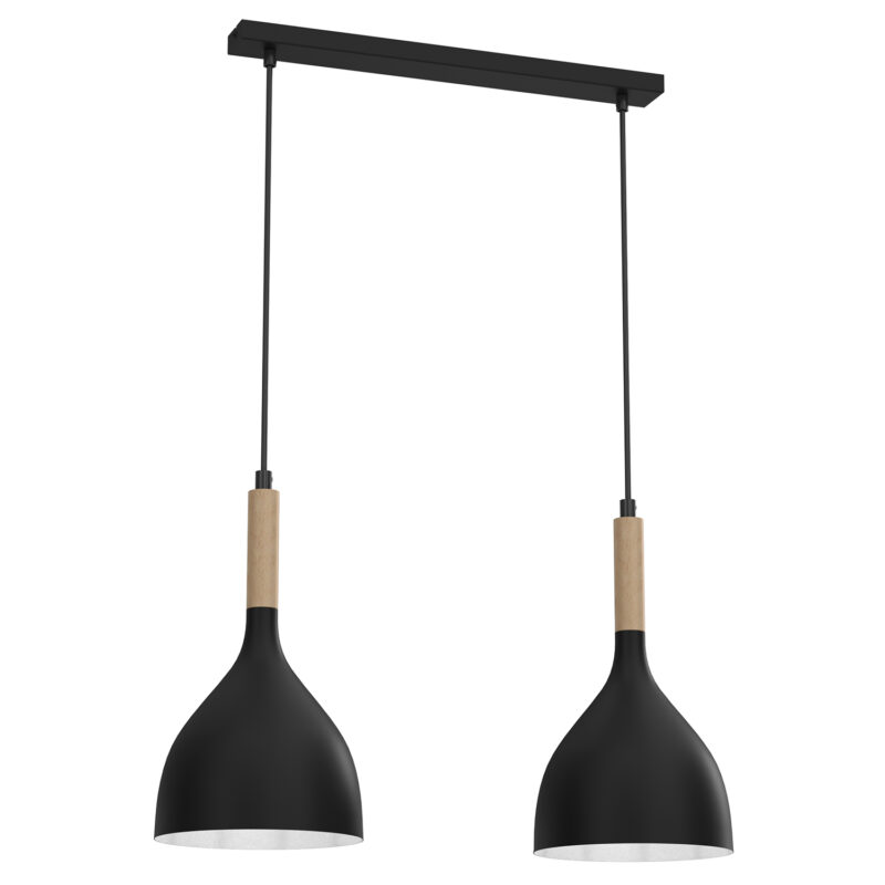 Żyrandol Luminex Line Noak Wood Black/natural Wood x2