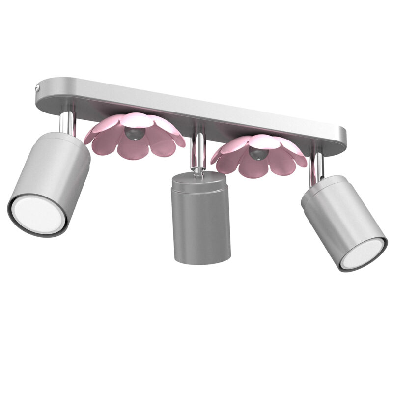 Spot Luminex Flower Silver/pink x3