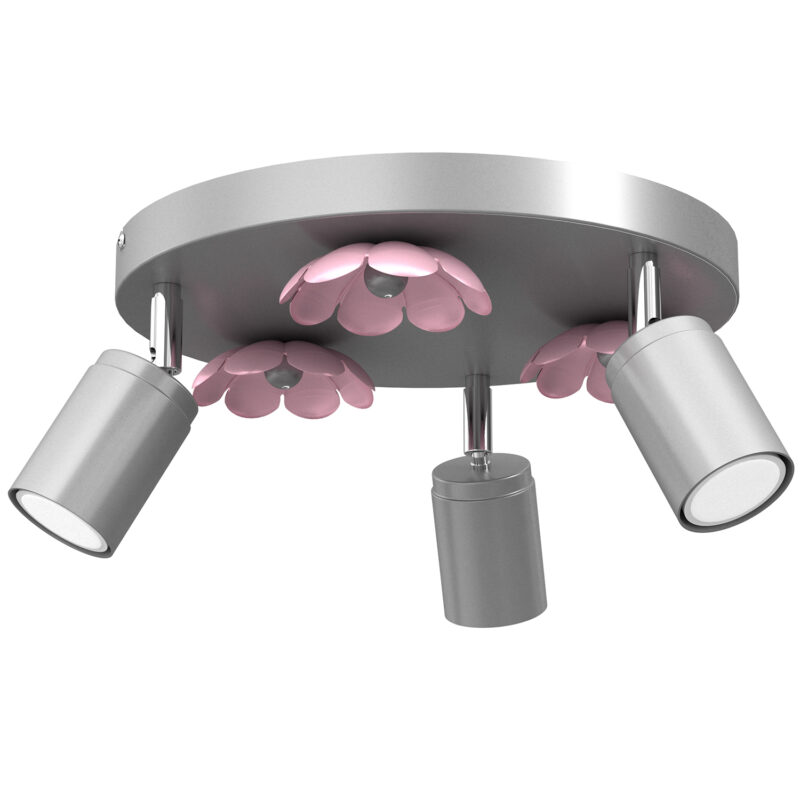 Spot Luminex Flower Silver/pink x3