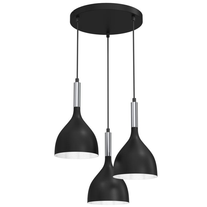 Żyrandol Luminex Plate Dia 300 Noak Black/chrome x3