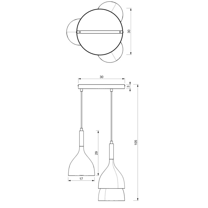 Żyrandol Luminex Plate Dia 300 Noak Black/chrome x3 - obrazek 5