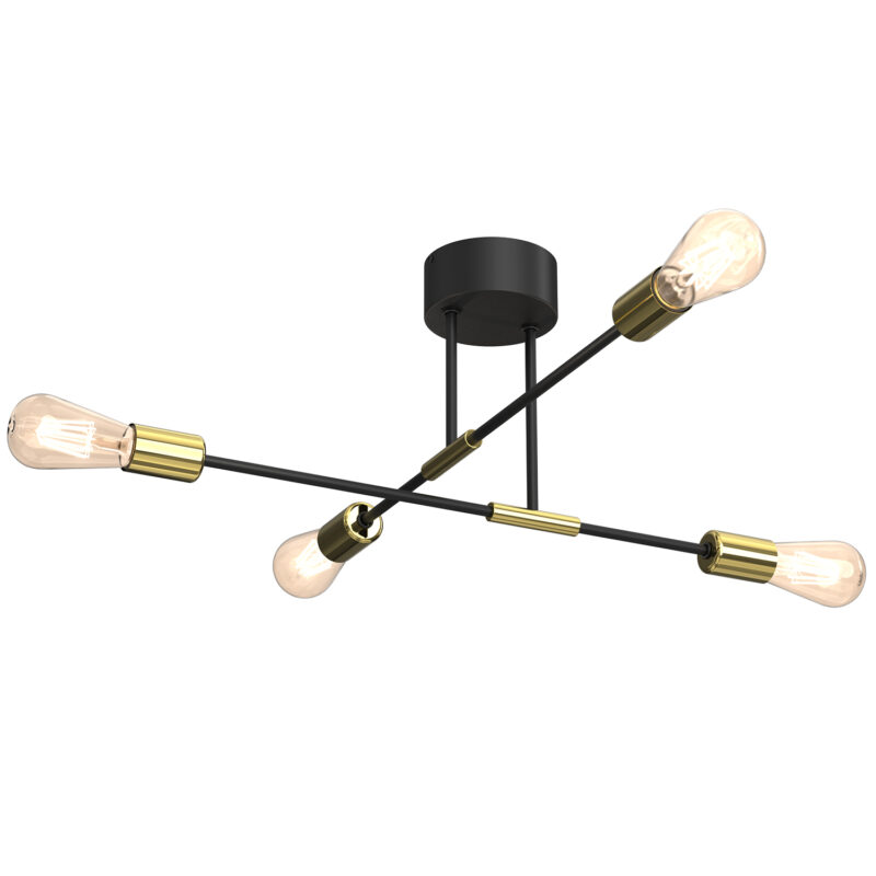 Żyrandol Luminex Flame Black/gold x4