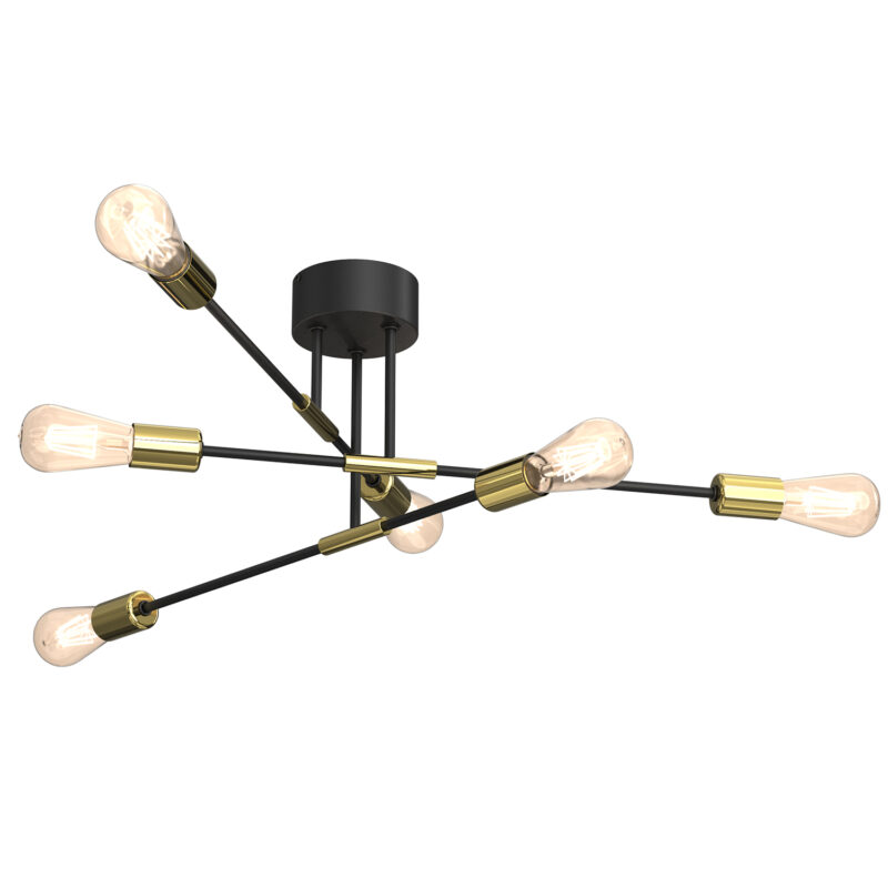 Żyrandol Luminex Flame Black/gold x6
