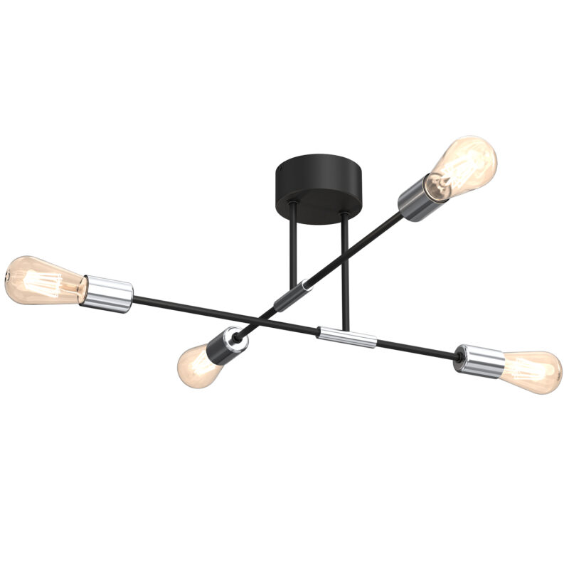 Żyrandol Luminex Flame Black/chrome x4