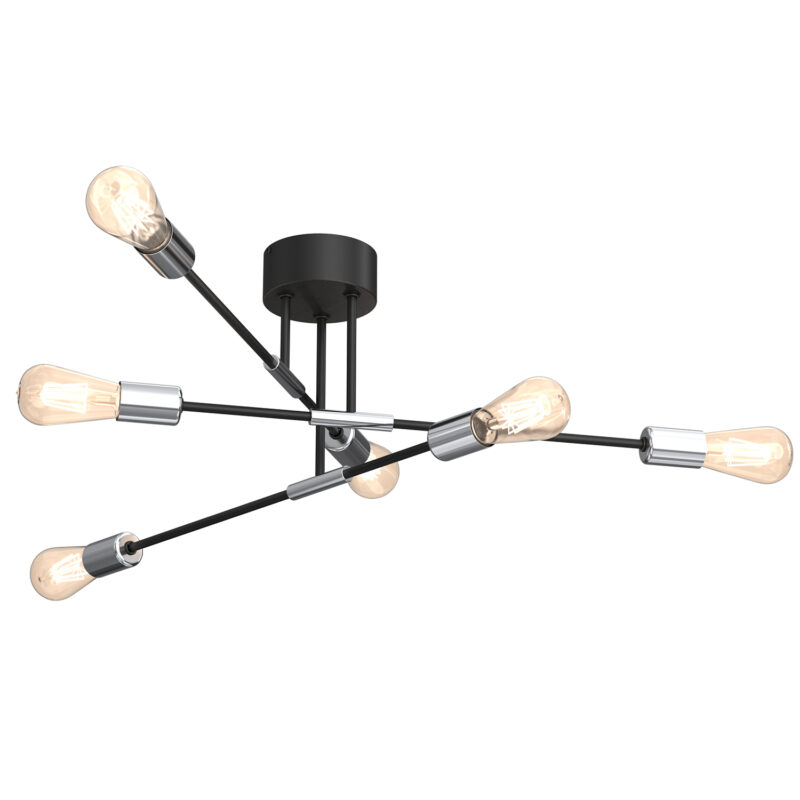 Żyrandol Luminex Flame Black/chrome x6
