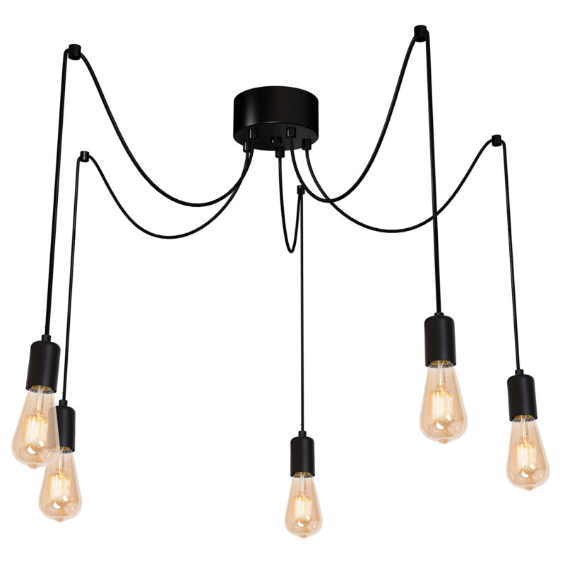 Żyrandol Luminex Spindel black x5